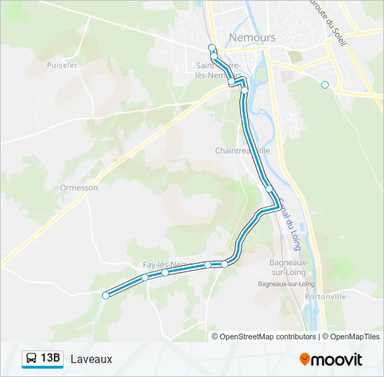 13B Bus Line Map