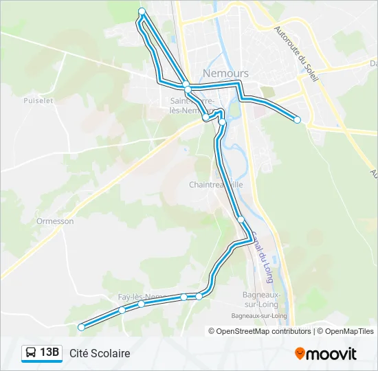 13B Bus Line Map
