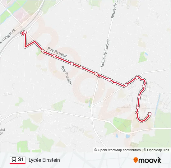 Plan de la ligne S1 de bus