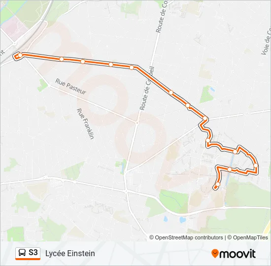 Plan de la ligne S3 de bus