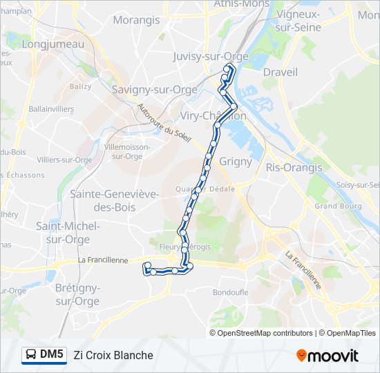 Plan de la ligne DM5 de bus