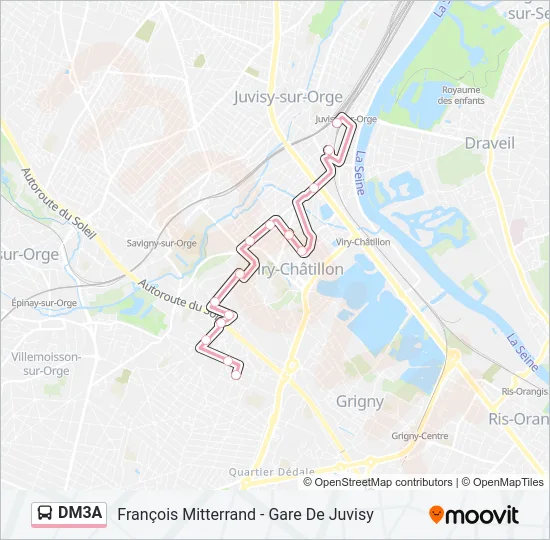 Plan de la ligne DM3A de bus