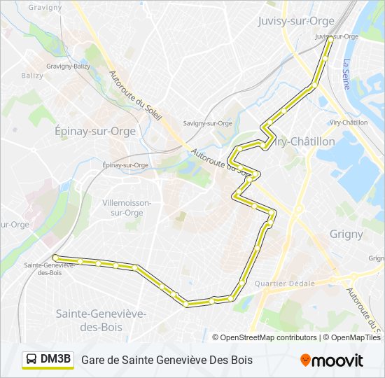 Plan de la ligne DM3B de bus