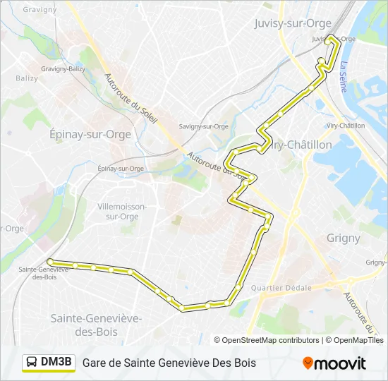 Plan de la ligne DM3B de bus