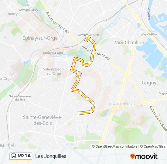 M21A Bus Line Map