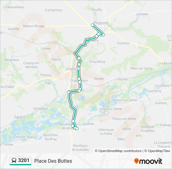 Plan de la ligne 3201 de bus