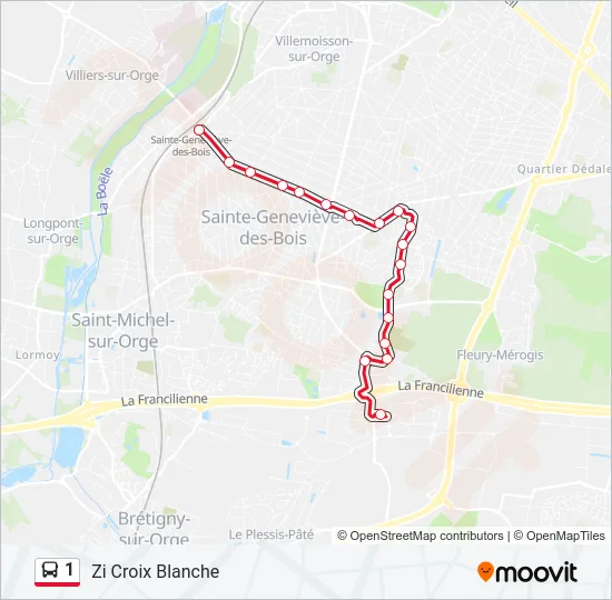 Plan de la ligne 1 de bus