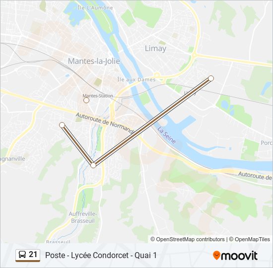 Plan de la ligne 21 de bus