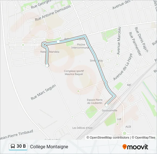 Plan de la ligne 30 B de bus