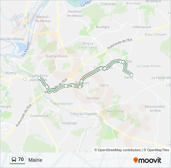 70 Bus Line Map