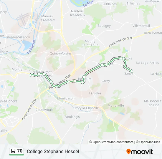 70 Bus Line Map