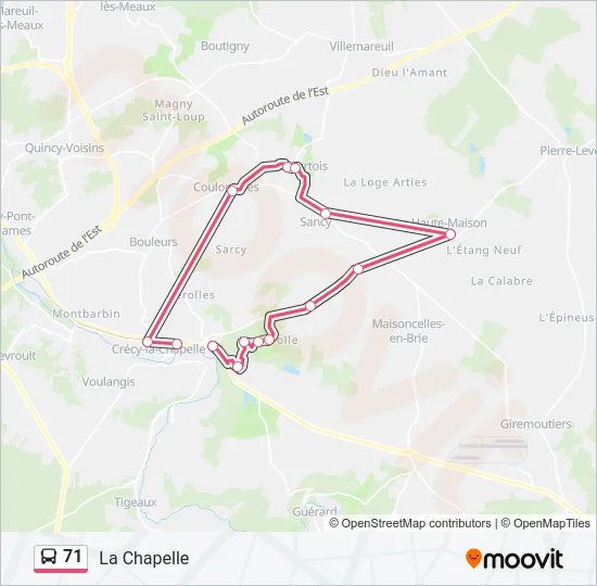 71 Bus Line Map
