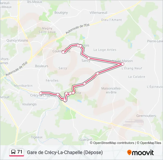 71 Bus Line Map