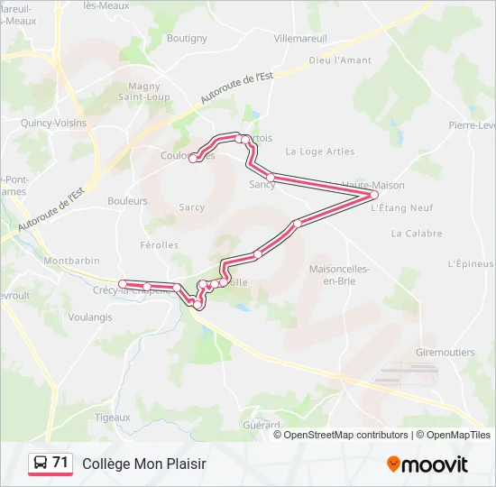 71 Bus Line Map