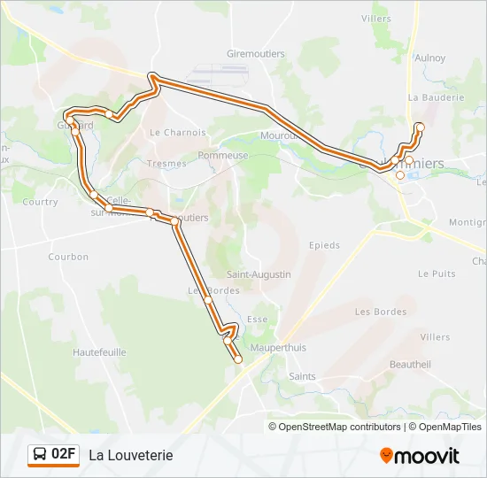 Plan de la ligne 02F de bus