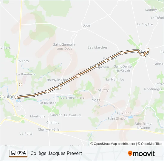 Plan de la ligne 09A de bus