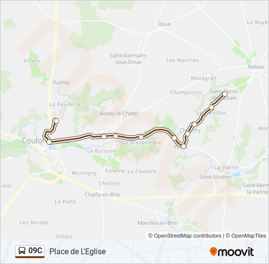 Plan de la ligne 09C de bus