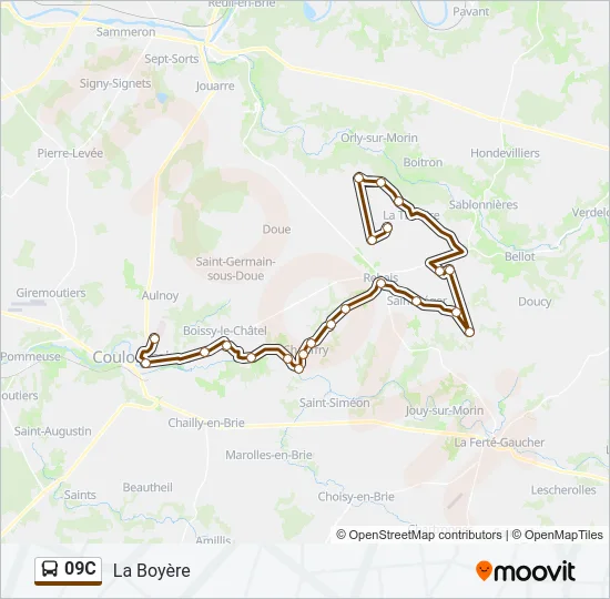 Plan de la ligne 09C de bus