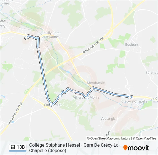 13B Bus Line Map