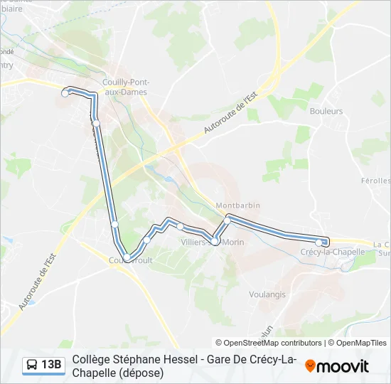 13B Bus Line Map