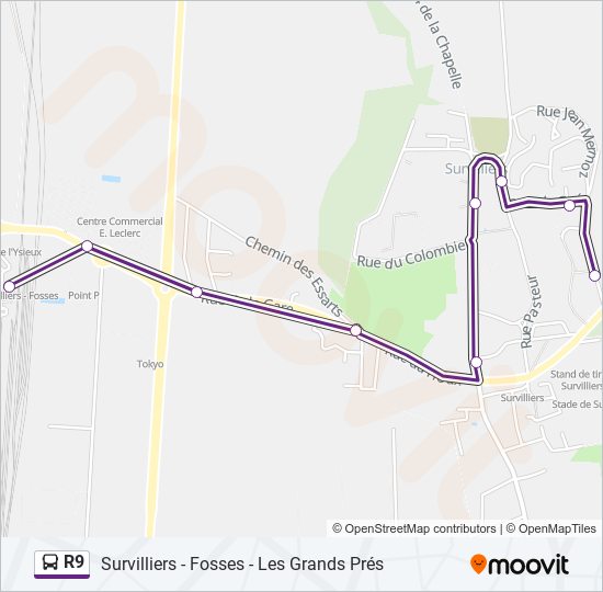 Mapa de R9 de autobús