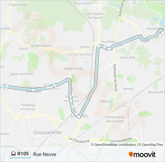 R105 Bus Line Map