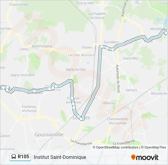 R105 Bus Line Map