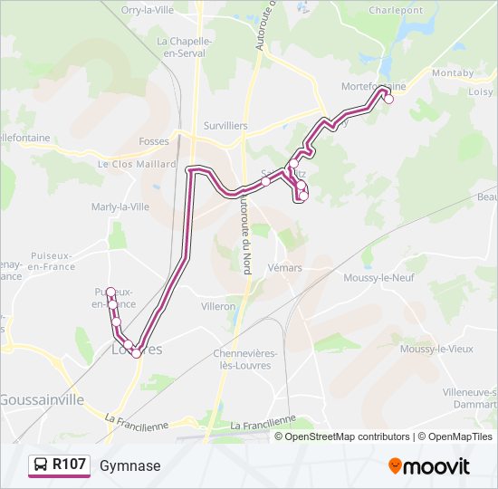 Mapa de R107 de autobús