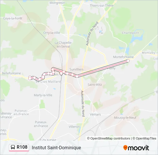 R108 Bus Line Map