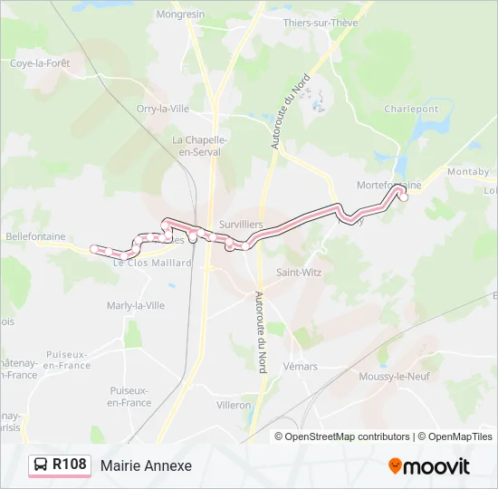 R108 Bus Line Map