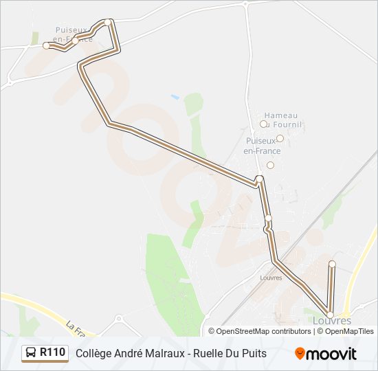 Mapa de R110 de autobús