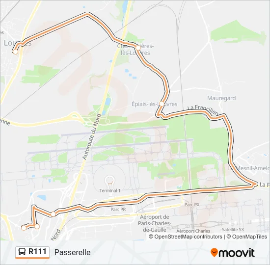 R111 Bus Line Map