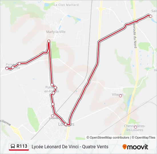 R113 Bus Line Map