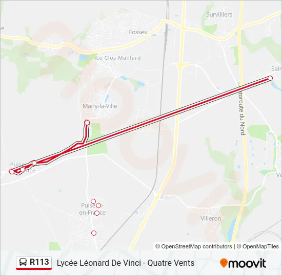 R113 Bus Line Map