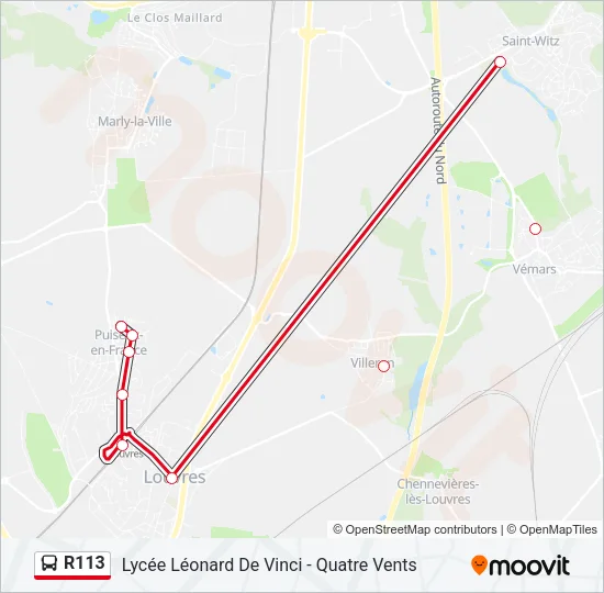 R113 Bus Line Map
