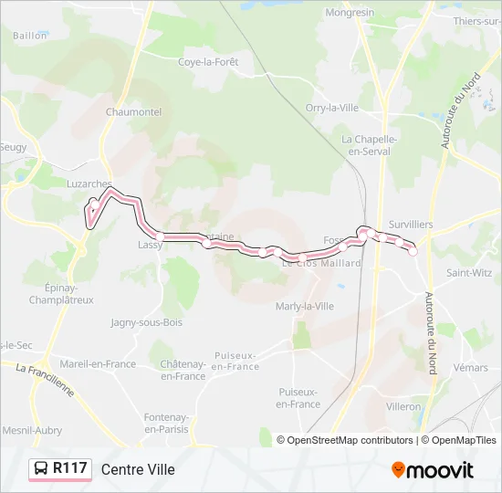 R117 Bus Line Map