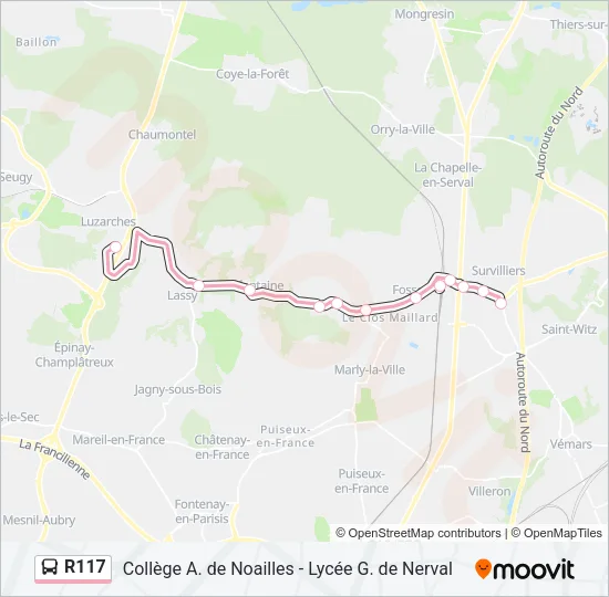 R117 Bus Line Map