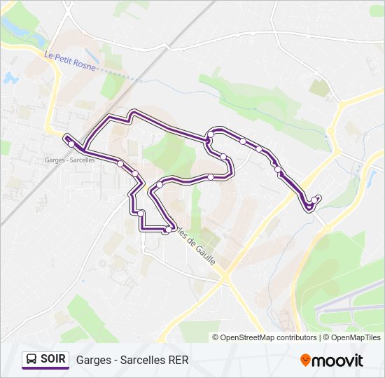 Plan de la ligne SOIR de bus