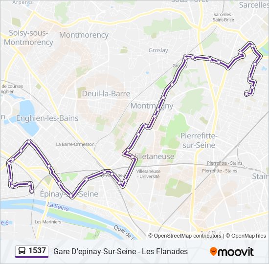 Plan de la ligne 1537 de bus