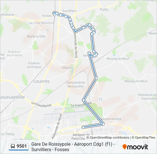 9501 Bus Line Map