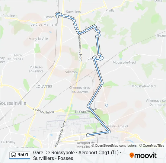 9501 Bus Line Map