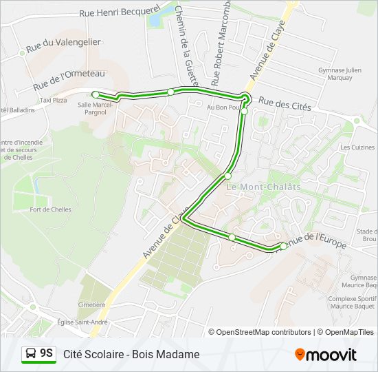 9S bus Line Map