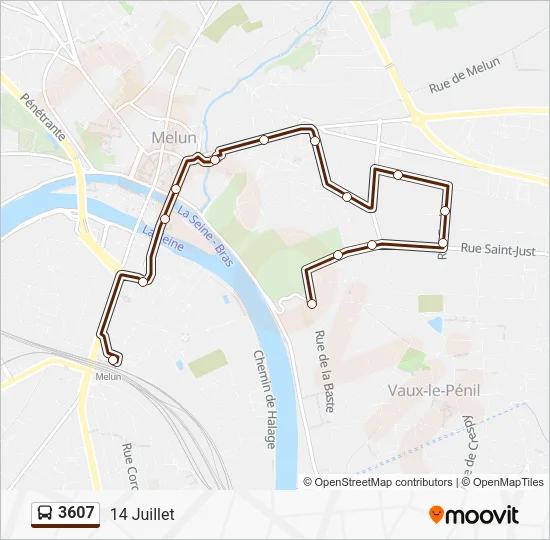 Plan de la ligne 3607 de bus