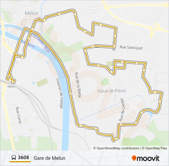 Plan de la ligne 3608 de bus