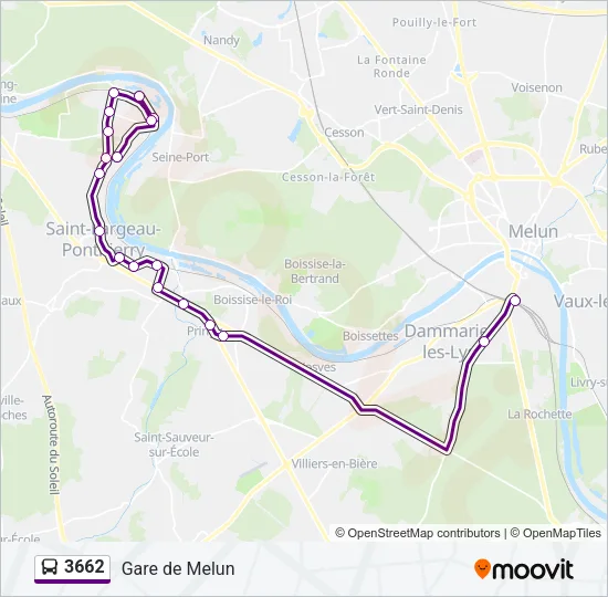 Plan de la ligne 3662 de bus
