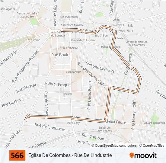 Plan de la ligne 566 de bus