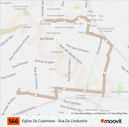 Plan de la ligne 566 de bus