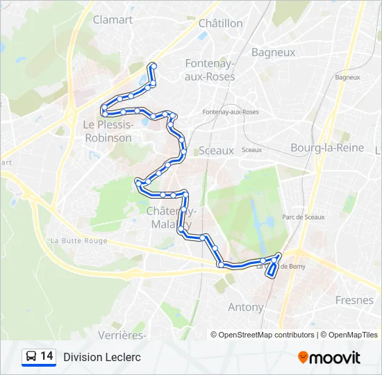 14 Bus Line Map
