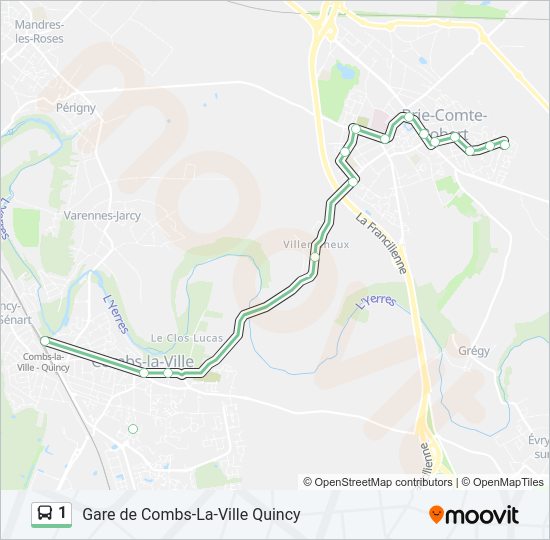 Plan de la ligne 1 de bus