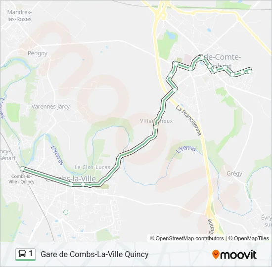 Plan de la ligne 1 de bus